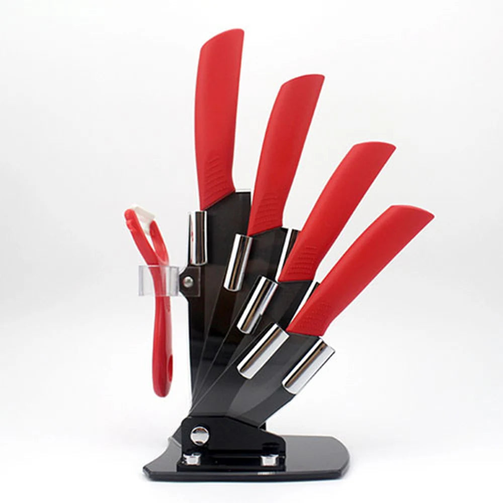 Findking Black Blade Kitchen Ceramic Knife Set 3 4 5 6 Inch Peeler Acrylic Holder - Cheerful Home Finds