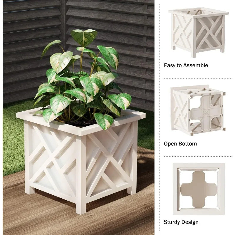 Lattice Design Planter Box 2-Pack for Outdoor Decor - Cheerful Home Finds