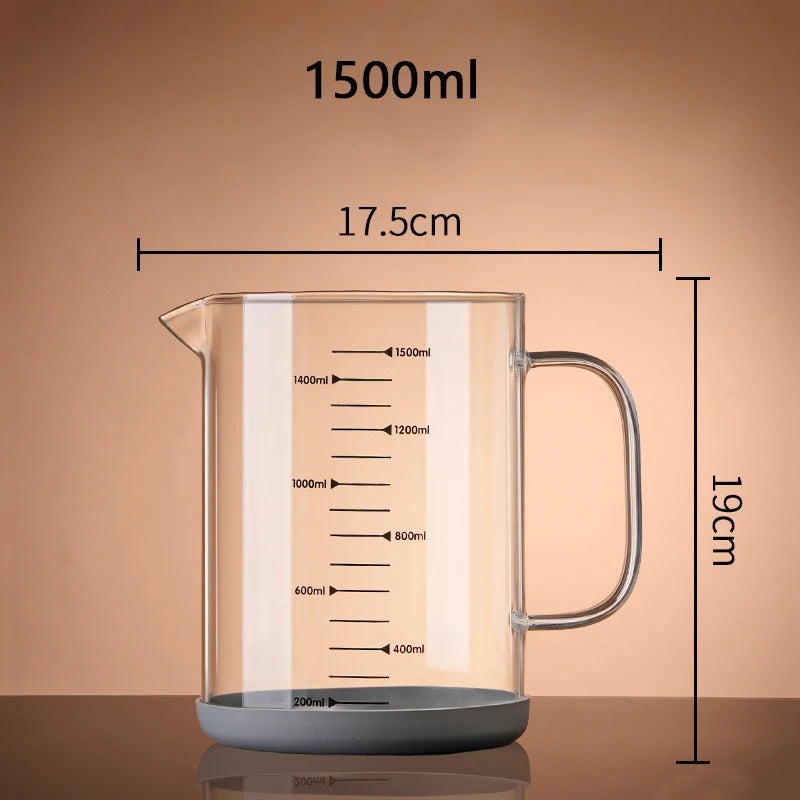 YWDL 1/1.5L Glass Measuring Cup With Handle Large Capacity - Cheerful Home Finds