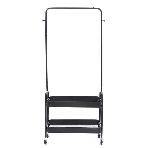 Mobile Clothing Storage Rack with 2 Tiers and Wheels - Cheerful Home Finds