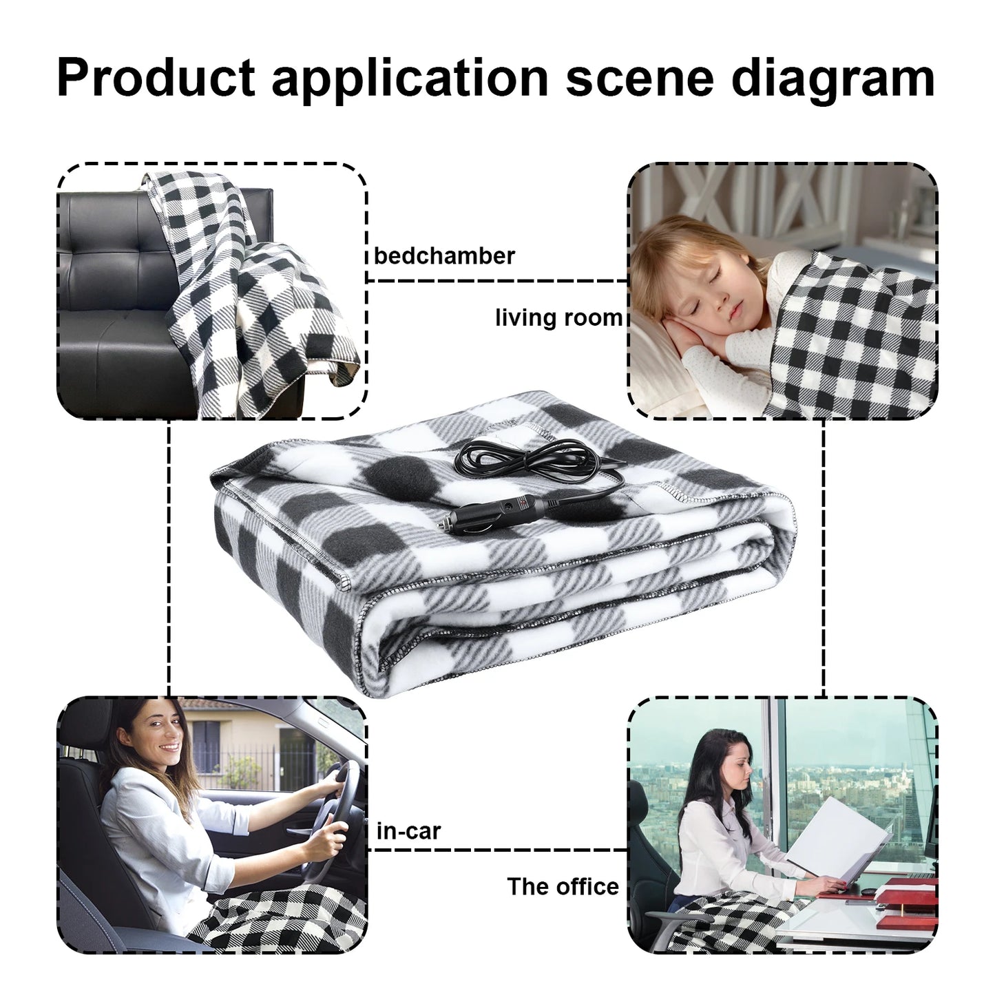 Heating Blanket Electric Blanket 12V Heating Cushion 150x108cm - Cheerful Home Finds