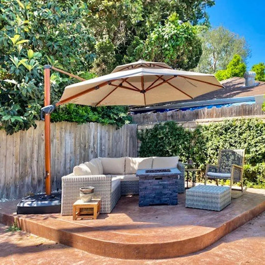 11ft Patio Outdoor Round Umbrella Large Cantilever Windproof - Cheerful Home Finds