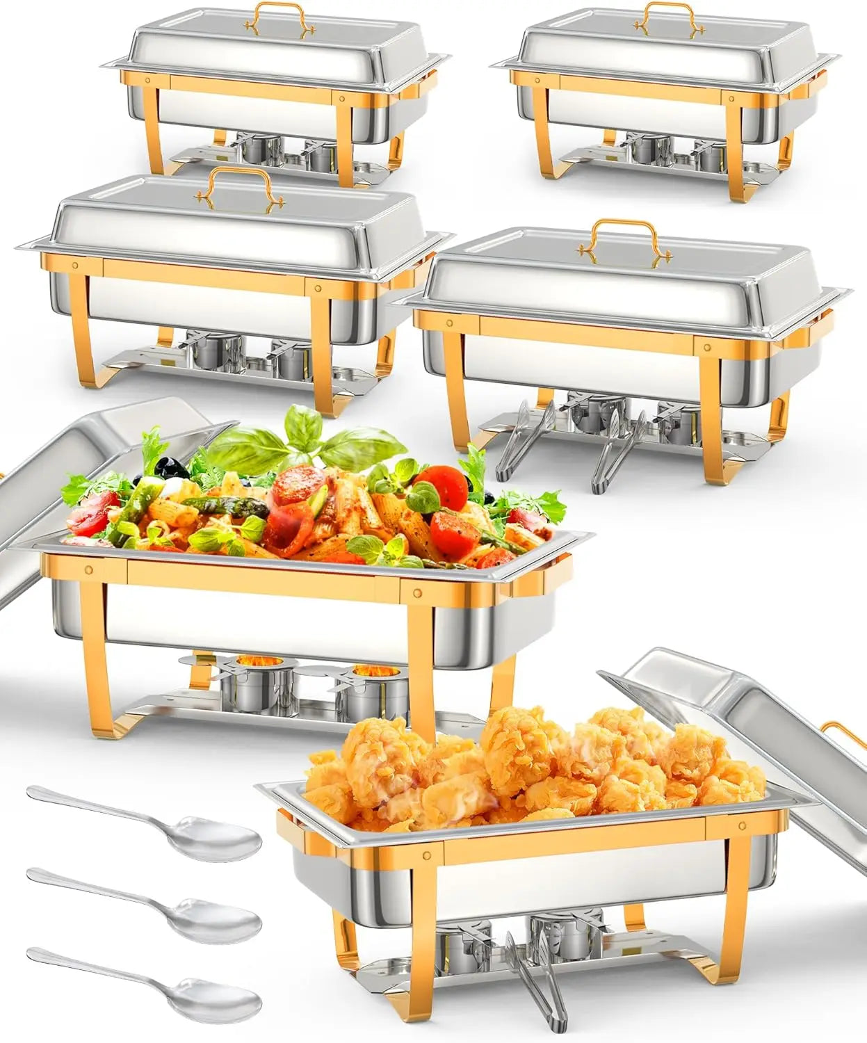 Chafing Dish Buffet Set, 8QT Stainless Steel Food Warmers - Cheerful Home Finds