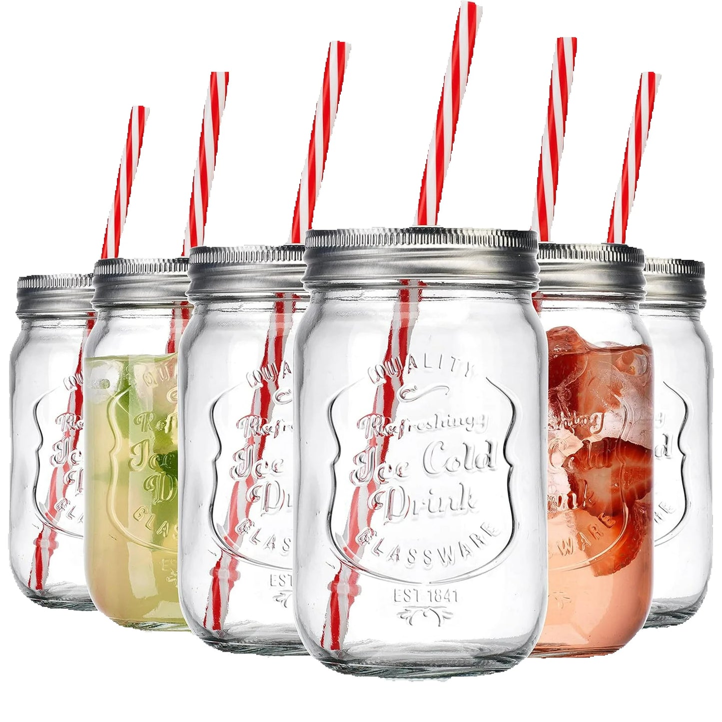 Jar Glass Set Ice Cold Mason Jar Cups with Lids and Straws 15 Oz - Cheerful Home Finds