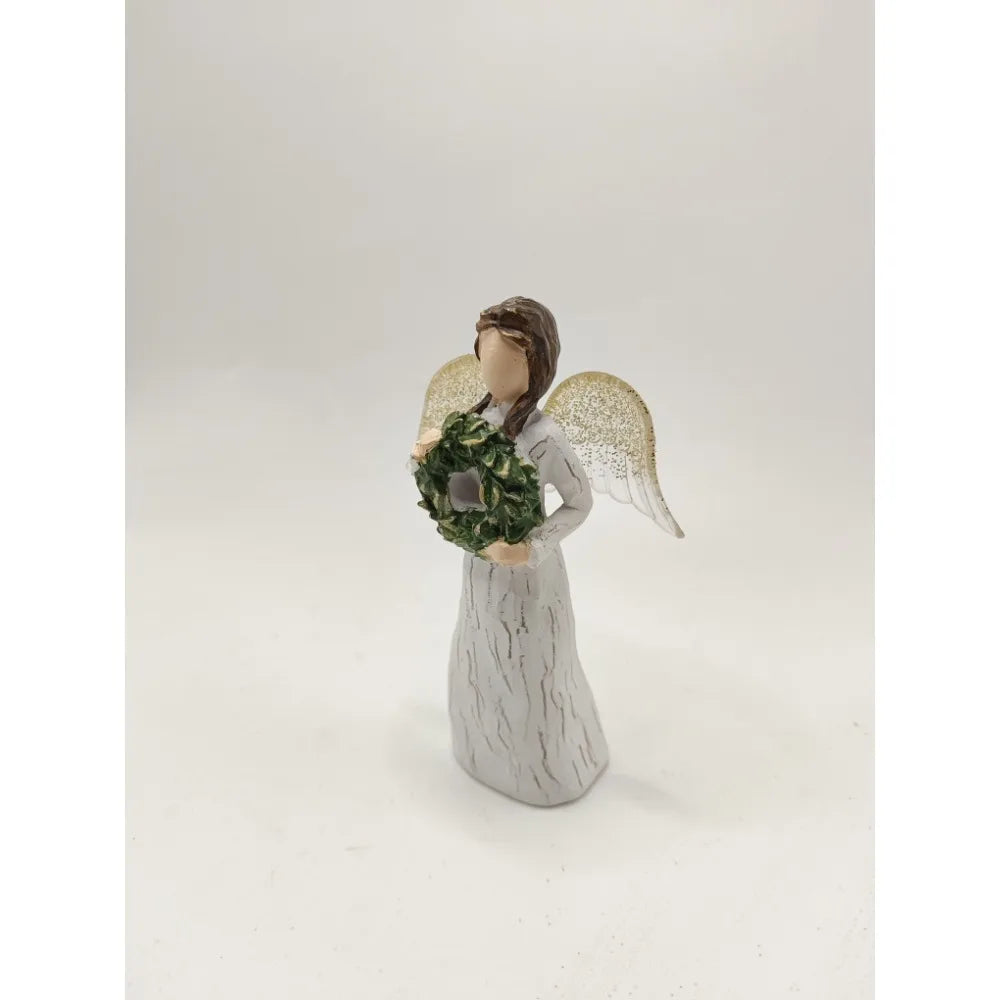 Statues for Home Decor, Graceful Angel Statue with Wreath - Cheerful Home Finds