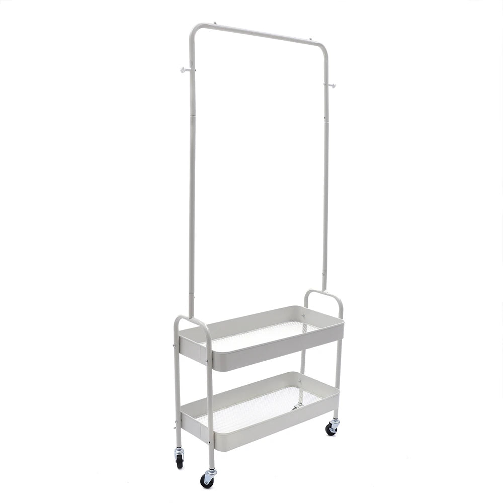 Mobile Clothing Storage Rack with 2 Tiers and Wheels - Cheerful Home Finds