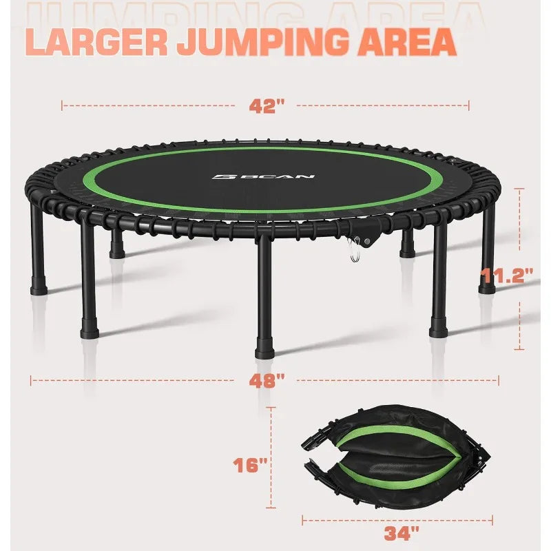 BCAN 550LBS Foldable Mini Trampoline for Adults Fitness - Cheerful Home Finds