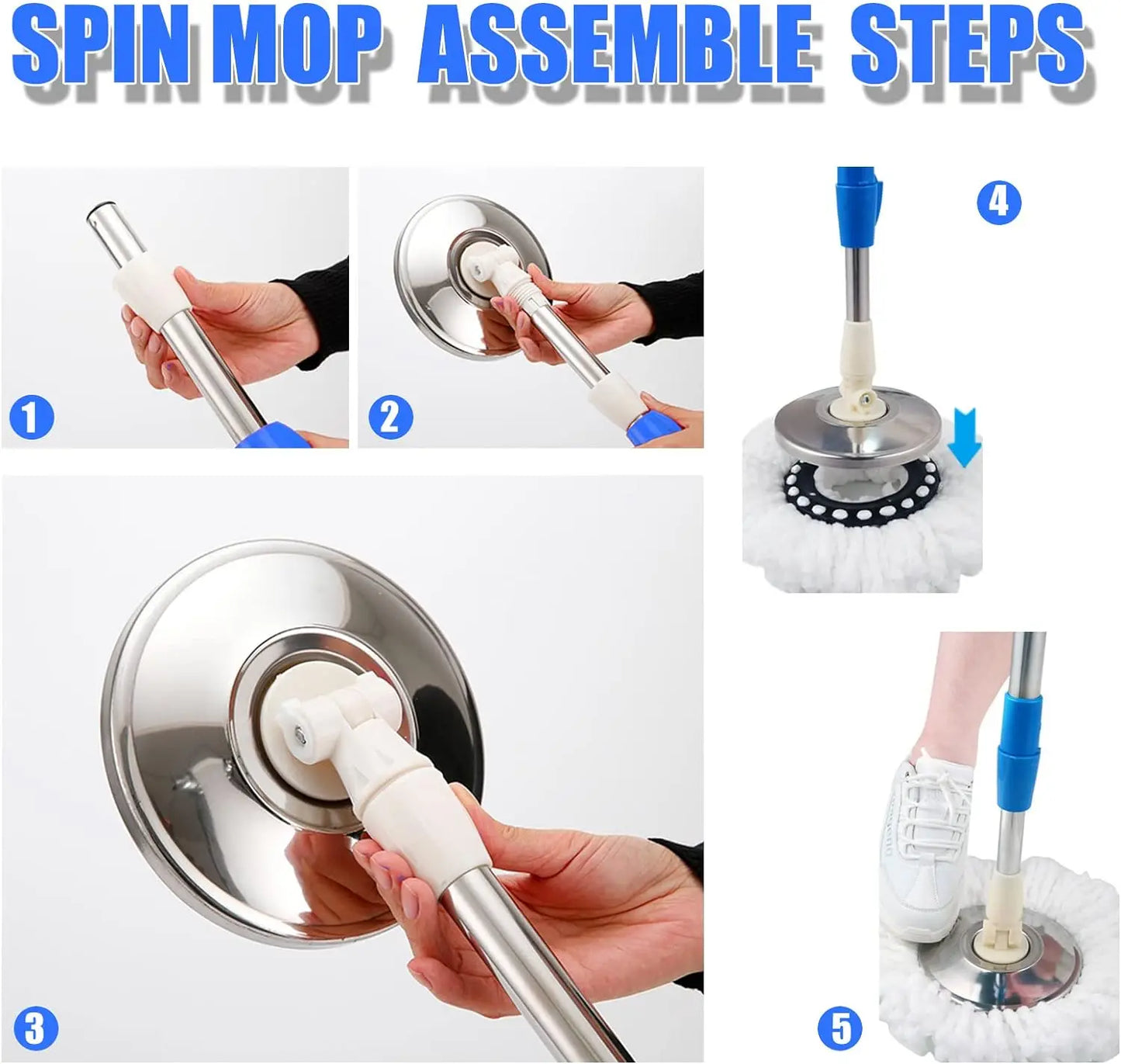 Spin Mop Bucket System with Wringer Set Magic Round Mops - Cheerful Home Finds