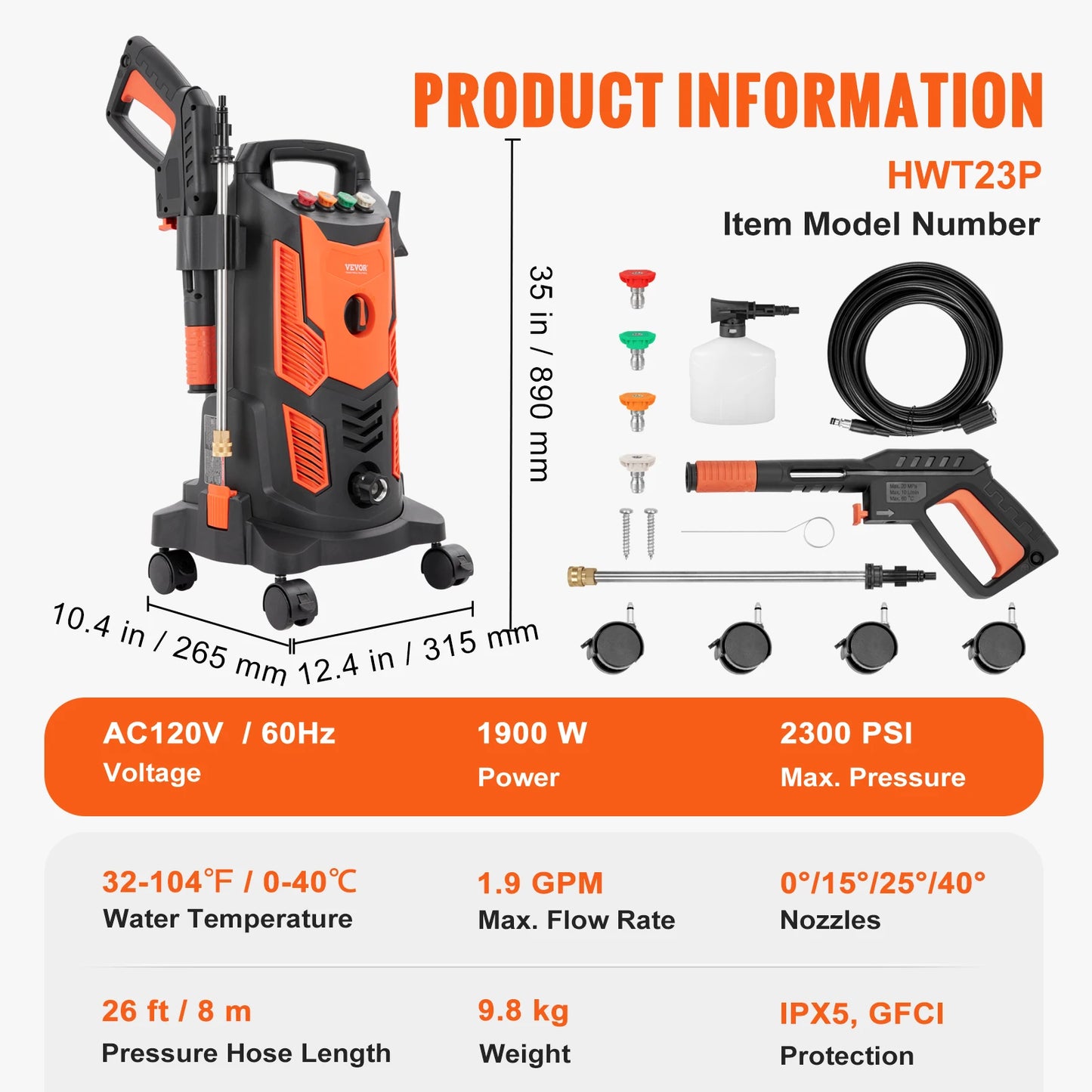 VEVOR Electric Pressure Washer with Quick Connect Nozzles - Cheerful Home Finds