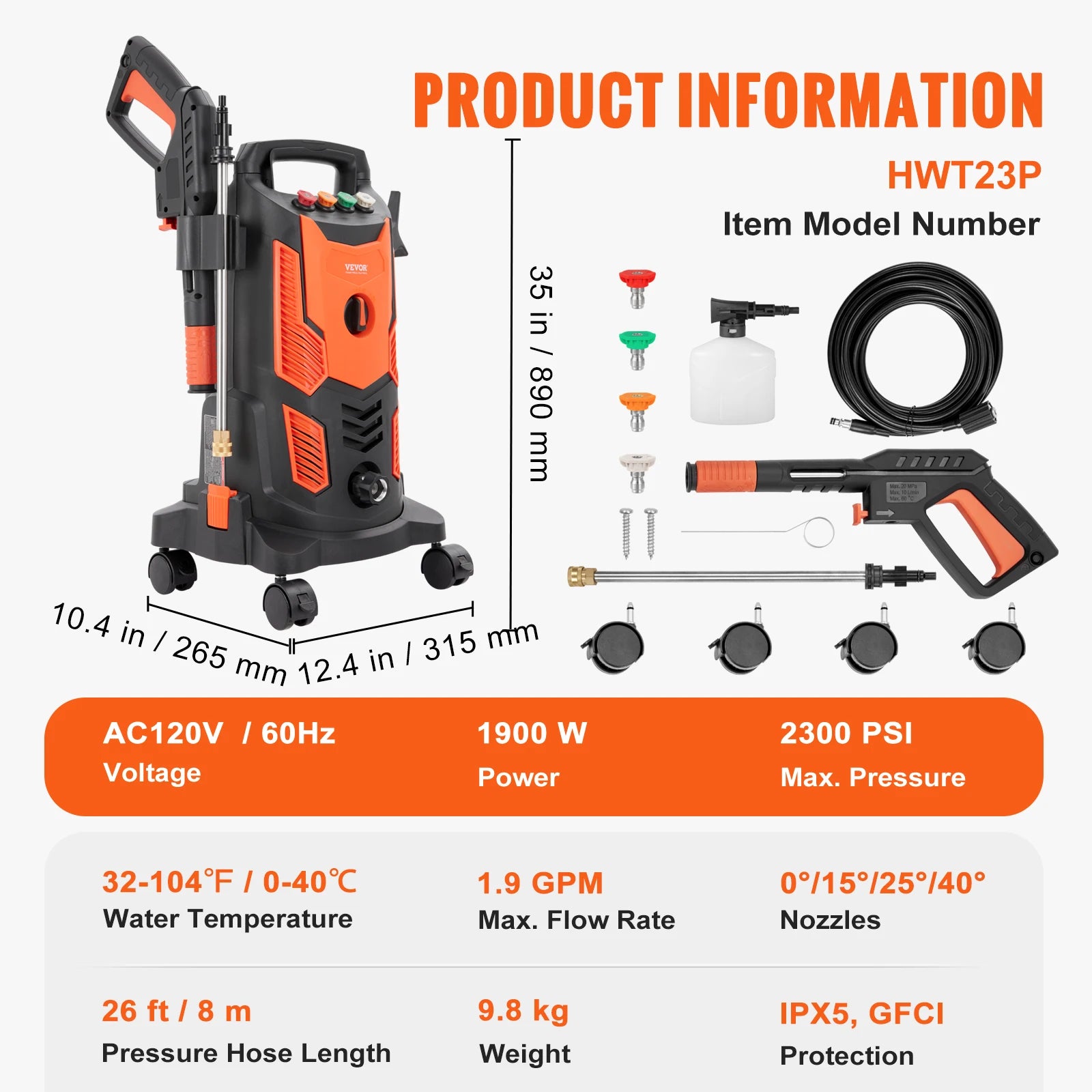 VEVOR Electric Pressure Washer with Quick Connect Nozzles - Cheerful Home Finds