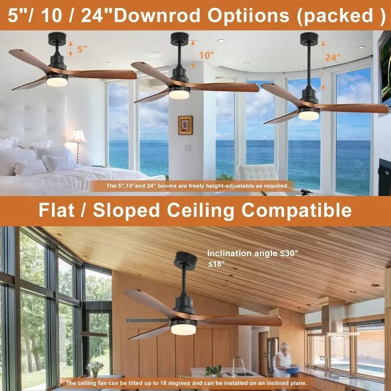 52 Inch Ceiling Fan with Lights Remote Control Noiseless - Cheerful Home Finds