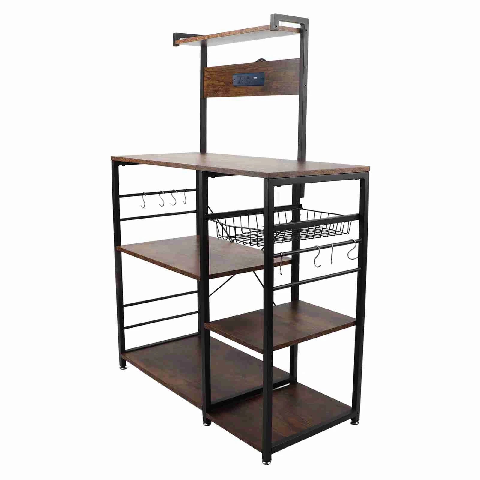 Kitchen Utility Storage Shelf Microwave Oven Stand Coffee Bar Station Rust Resistant Strong Load Bearing Multi Tier for Spices - Cheerful Home Finds