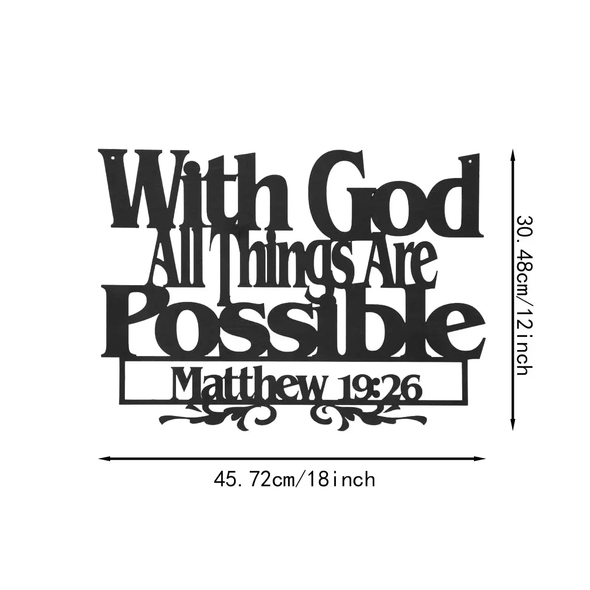 Metal Inspirational Word Art God All Things Are Possible Christian Faith Verse Wall Sign Home Office Church Decor - Cheerful Home Finds