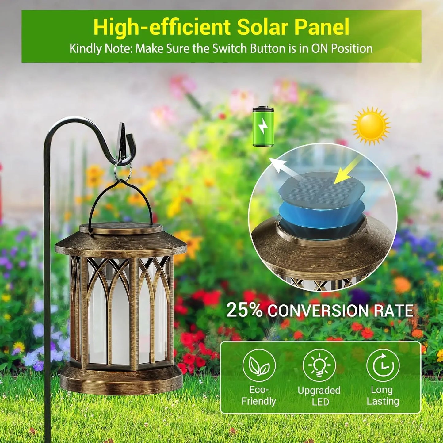 2 Pack Upgraded Flickering Flame Solar Lanterns Lights Outdoor - Cheerful Home Finds