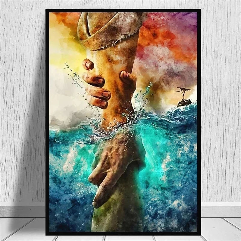 The Hand of God Jesus Canvas Painting Christian Wall Art Give Me Your Hand Home Decor Vertical Rectangle Modern Style - Cheerful Home Finds