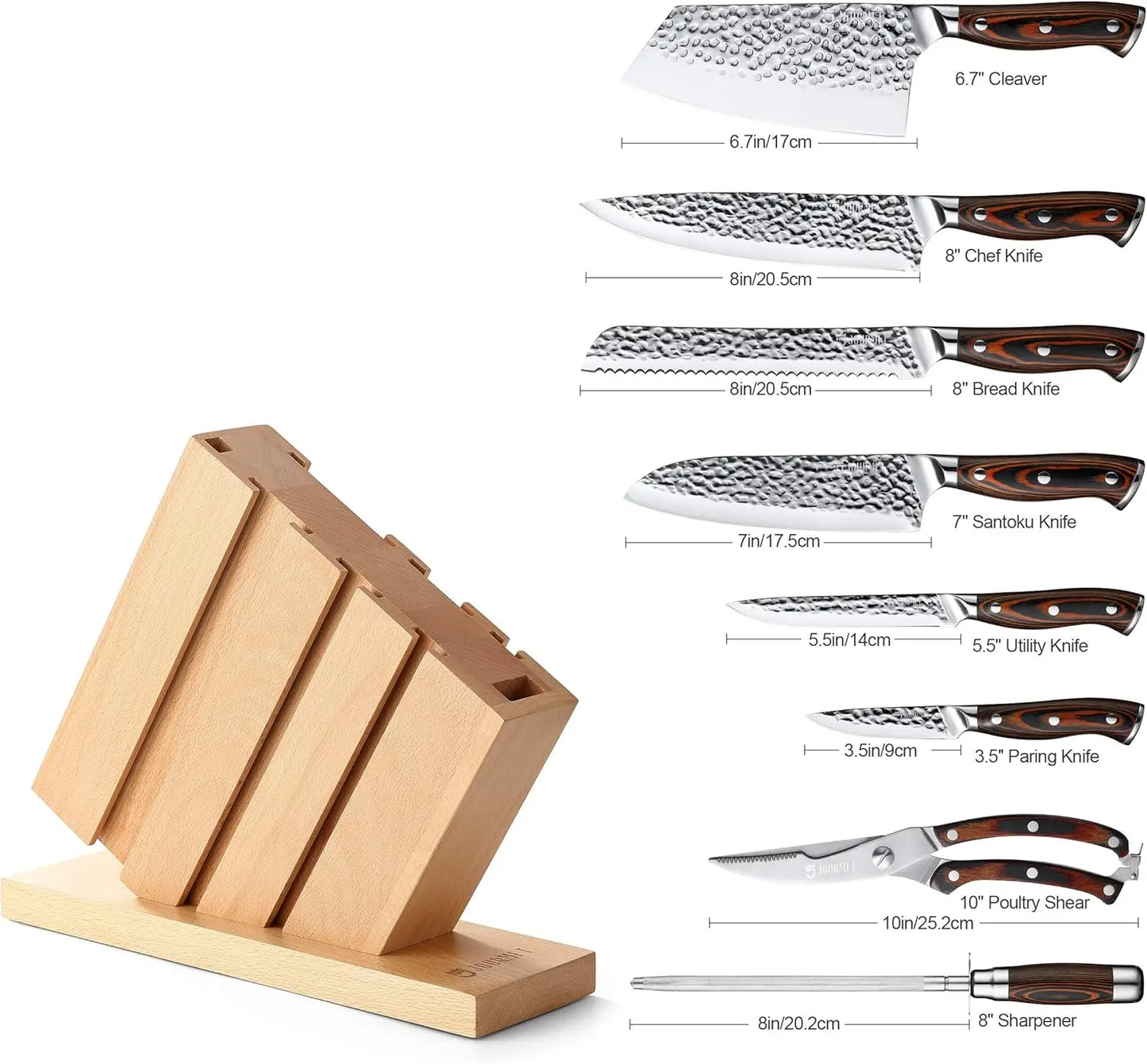 Knife Set with Block, 9PC High Carbon Stainless Steel Set - Cheerful Home Finds