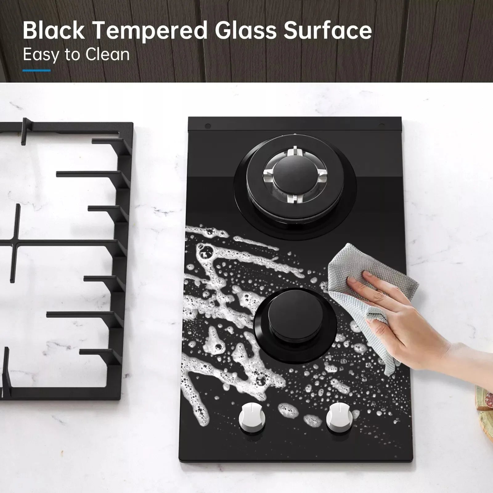 12 Inch Built-in with Thermocouple Protection, LPG/NG Dual Fuel Gas Cooktop - Cheerful Home Finds