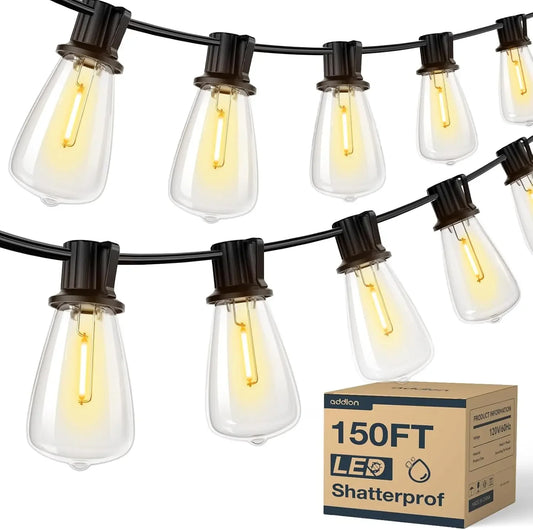 150FT LED Outdoor String Lights Waterproof Shatterproof Bulbs - Cheerful Home Finds