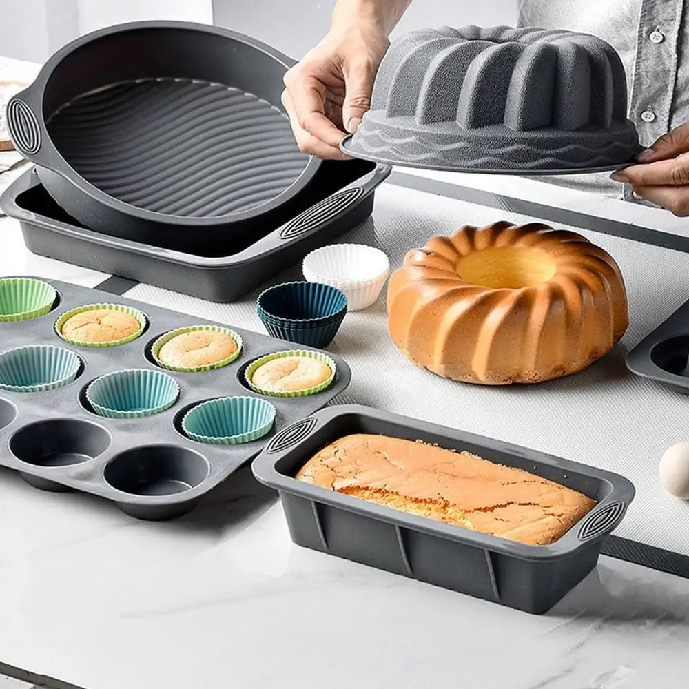 Silicone Loaf Mold Nonstick Cupcake Pan 6X Molds For Baking - Cheerful Home Finds