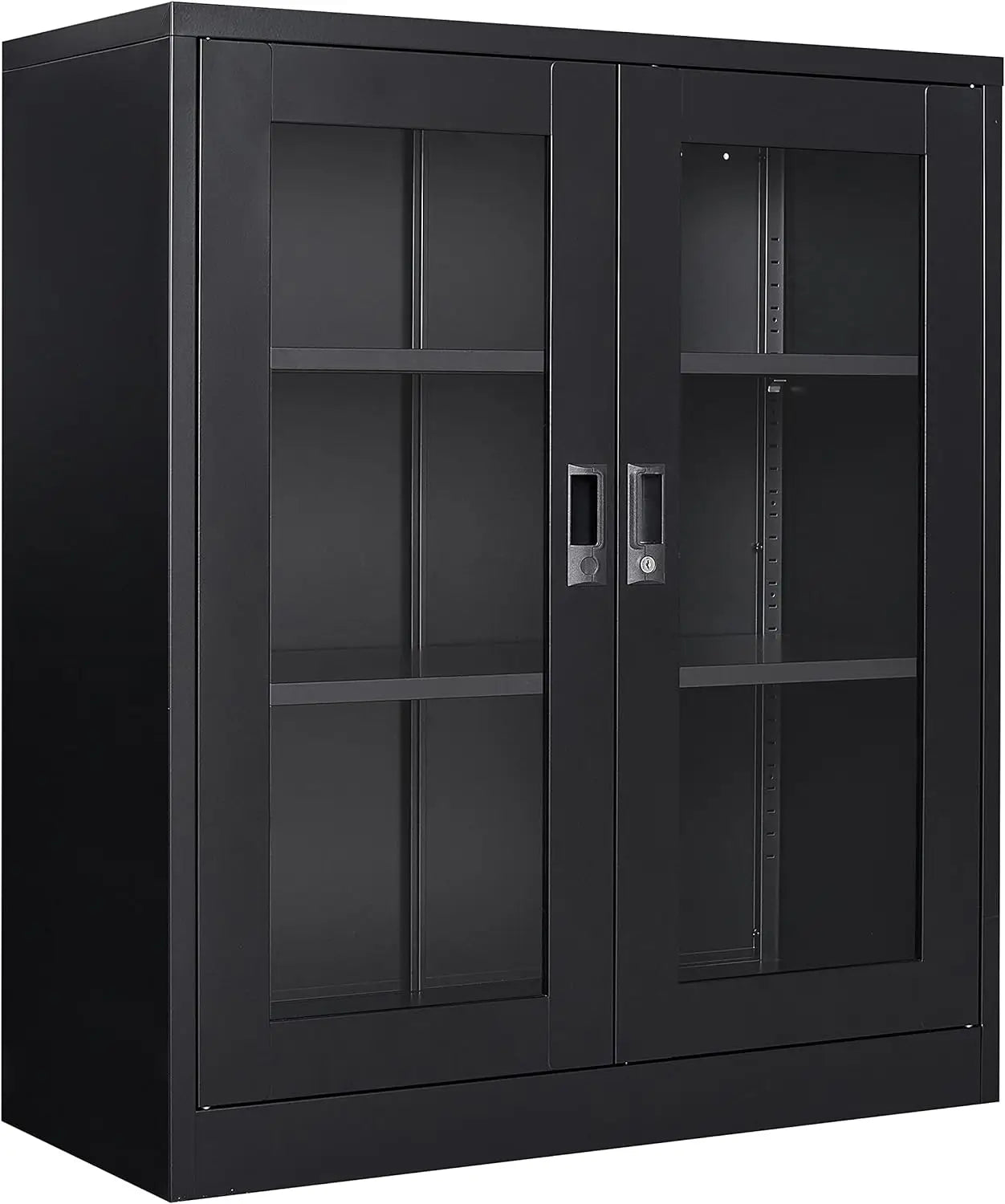 Black Metal Storage Cabinet with Doors and Shelves Display Cabinet with Acrylic Doors - Cheerful Home Finds