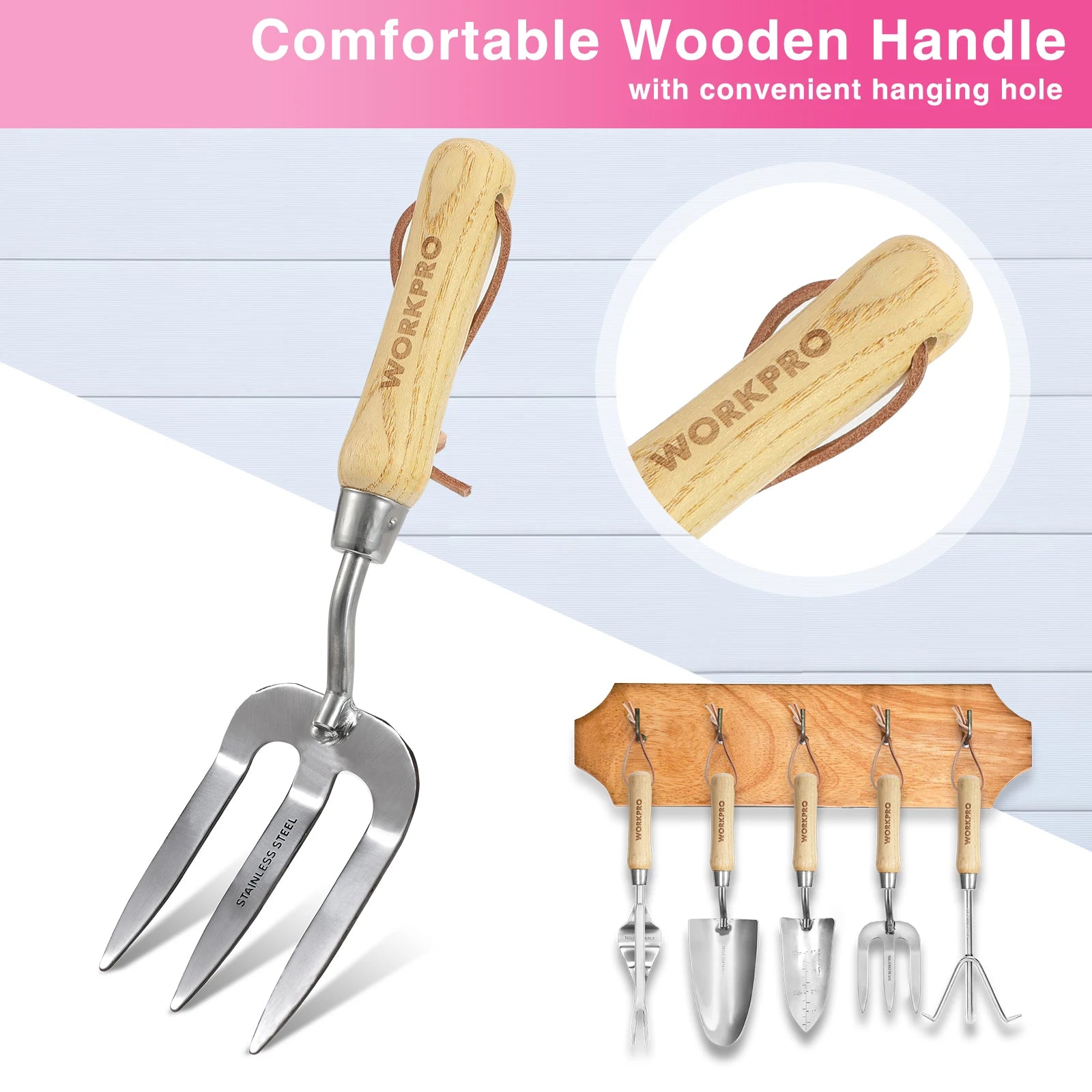 WORKPRO 8-Piece Pink Garden Tool Set with Tote and Gloves - Cheerful Home Finds