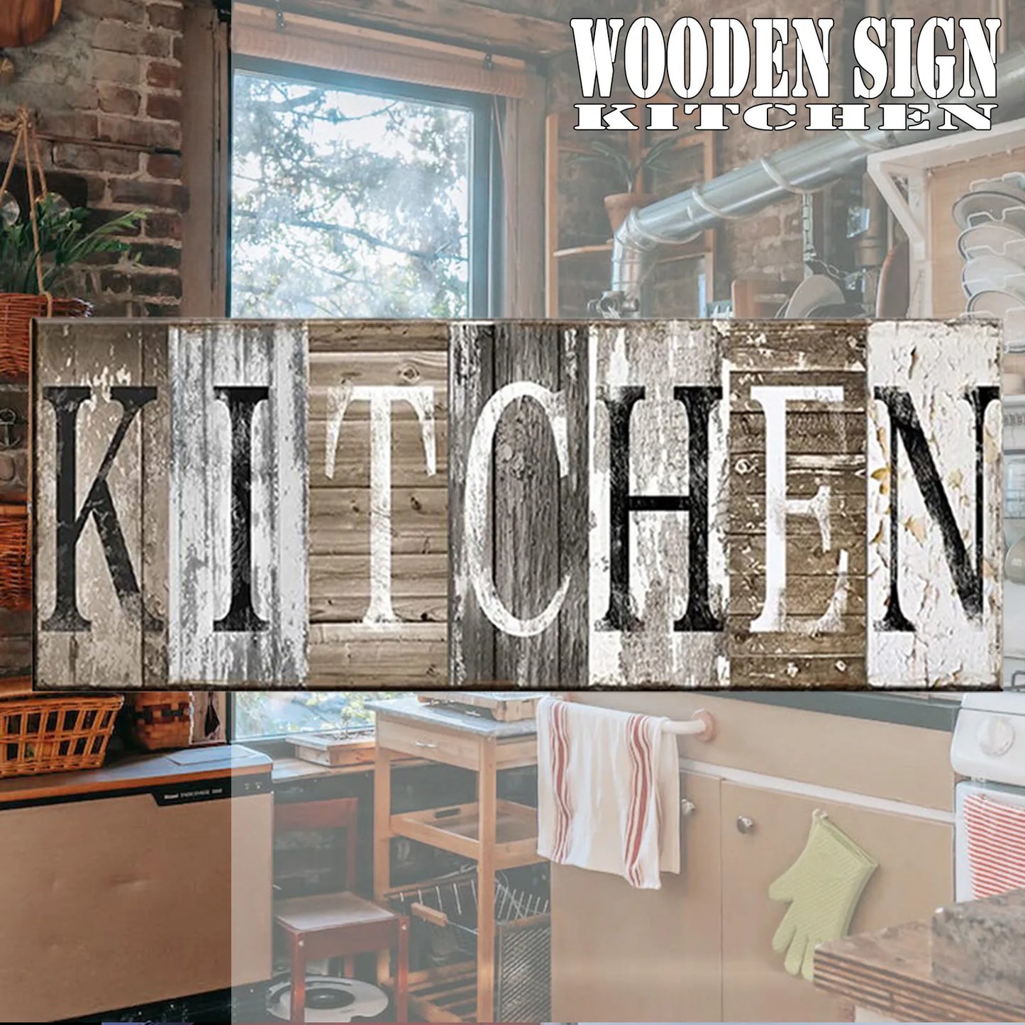 Kitchen Decor Wood Kitchen Sign Wall Decor Rustic Art - Cheerful Home Finds