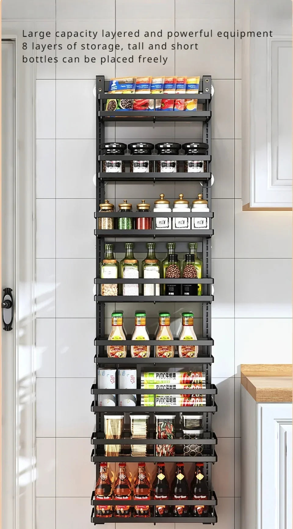 Wall Mount Storage Rack Kitchen Spice Racks Multi-Layer Organizer - Cheerful Home Finds