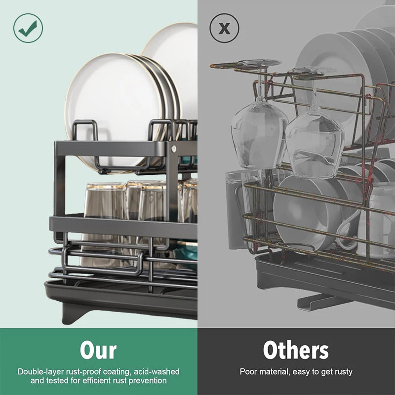 Dish Drying Rack for Kitchen Counter - Large Rustproof Drainer - Cheerful Home Finds