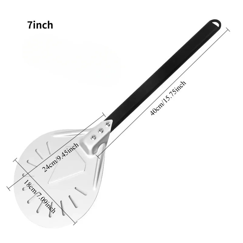 7/9/12/14inch Professional Pizza Spatula Paddle Perforated Aluminum Metal Pizza Turning Peel - Cheerful Home Finds