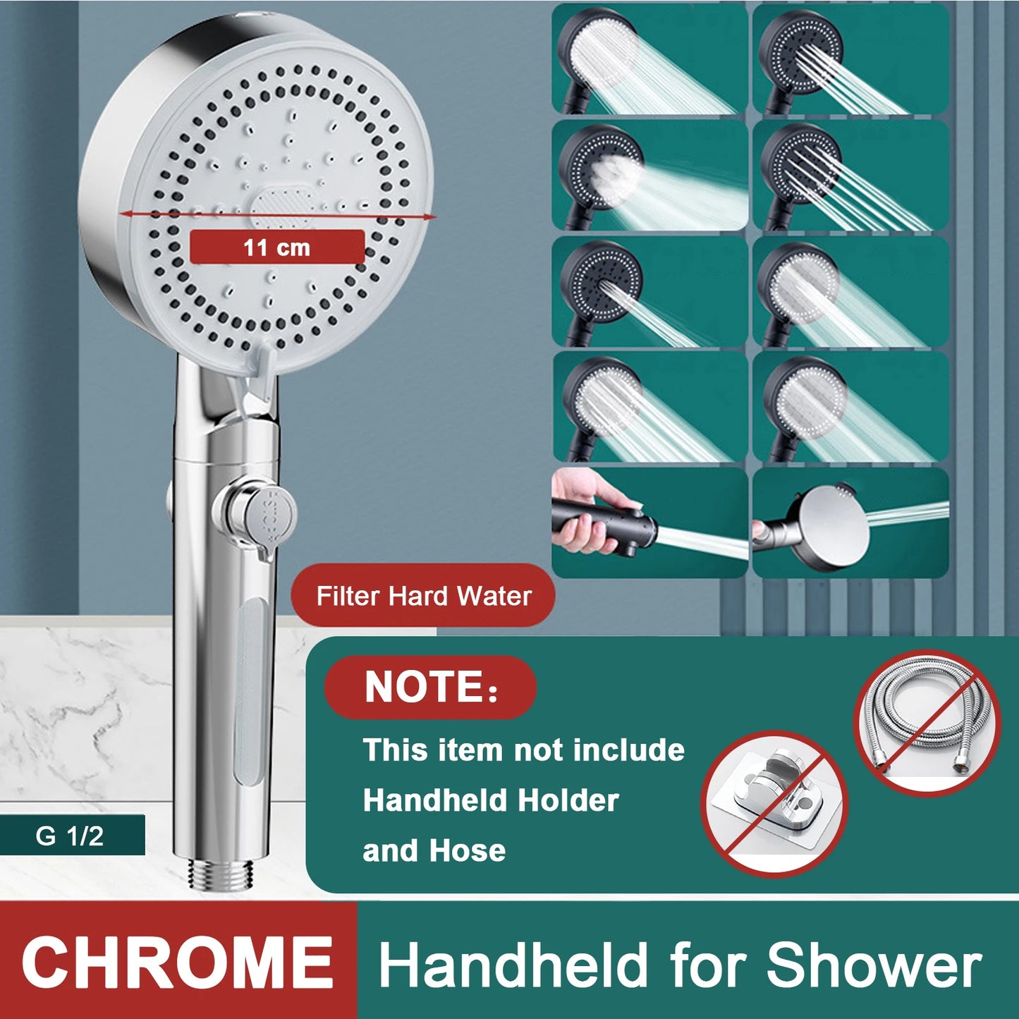 10 Modes Handheld High-Pressure Water Saver Showerhead - Cheerful Home Finds