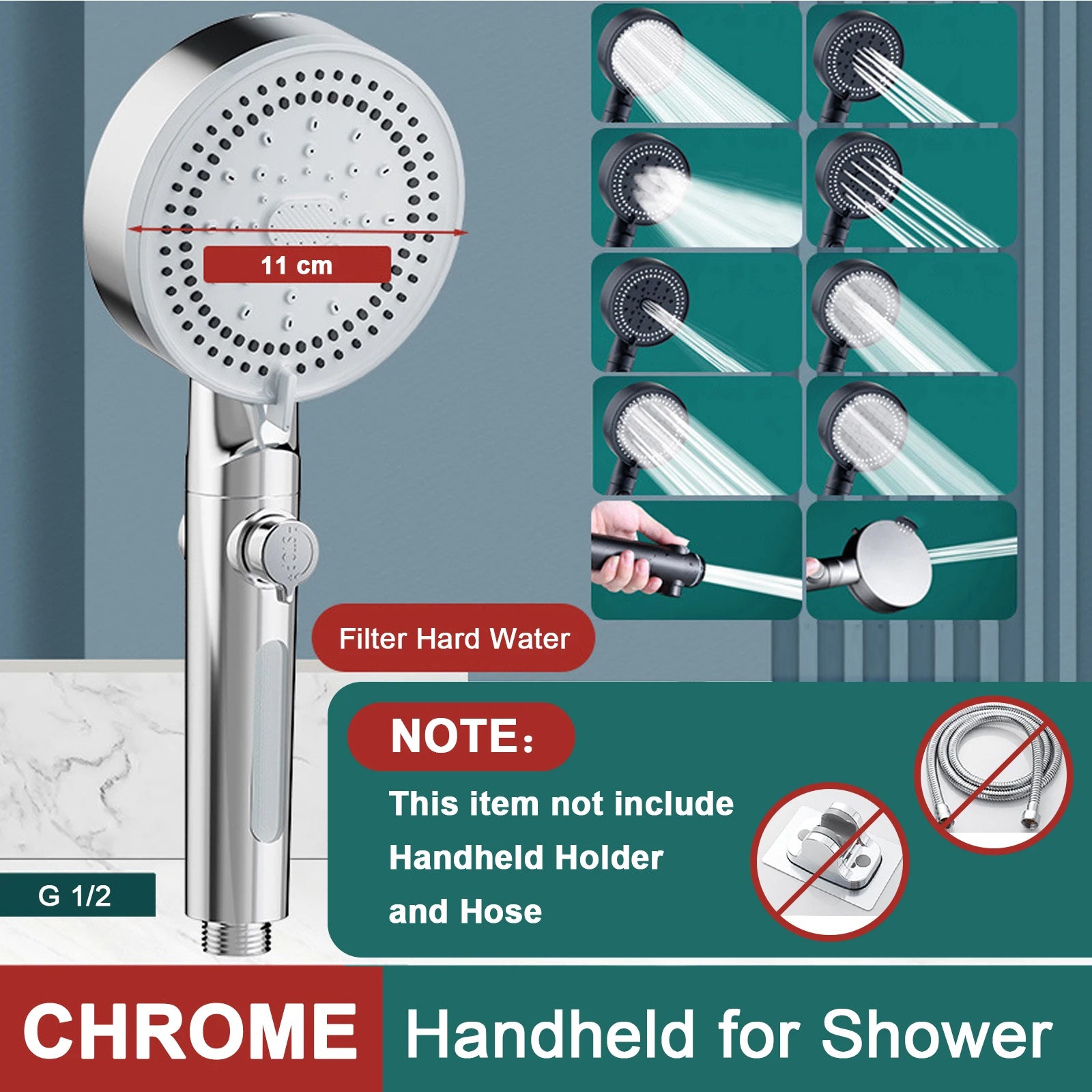10 Modes Handheld High-Pressure Water Saver Showerhead - Cheerful Home Finds