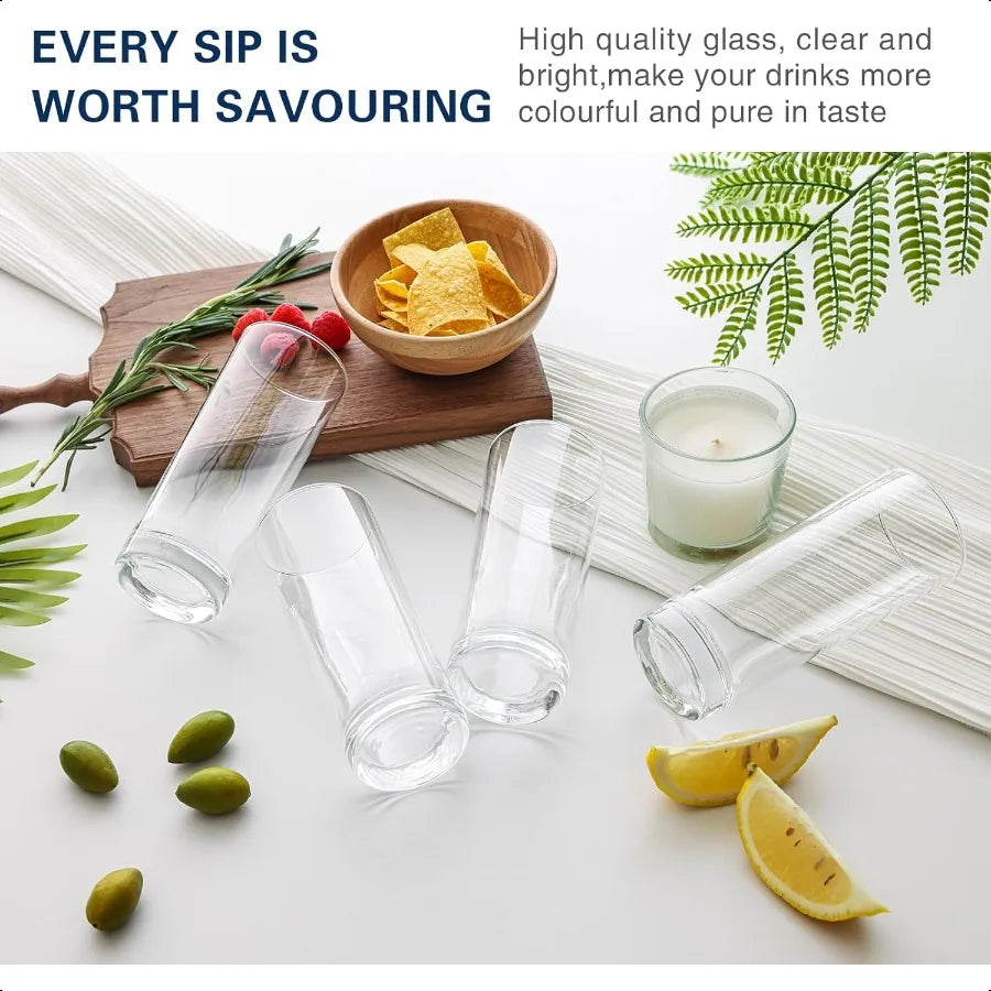 Highball Glasses Set of 6 11.5oz Tall Drinking Glasses - Cheerful Home Finds