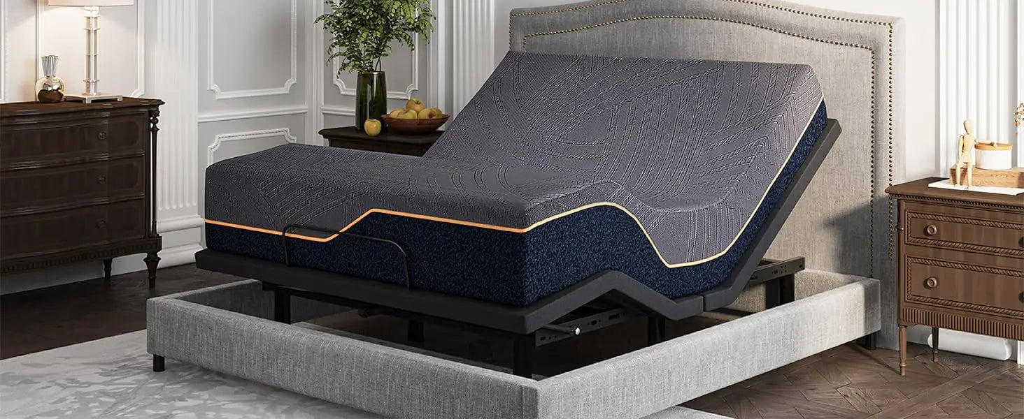 Full Adjustable Bed Frame with Mattress and Copper-Gel Foam - Cheerful Home Finds
