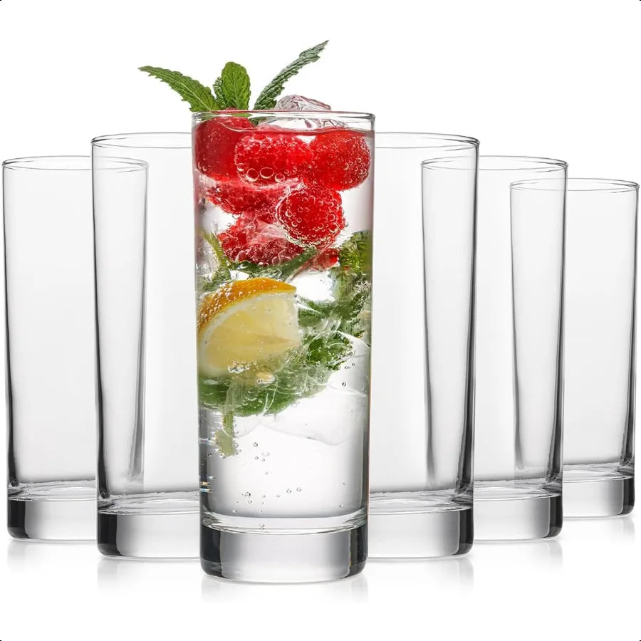 Highball Glasses Set of 6 11.5oz Tall Drinking Glasses - Cheerful Home Finds
