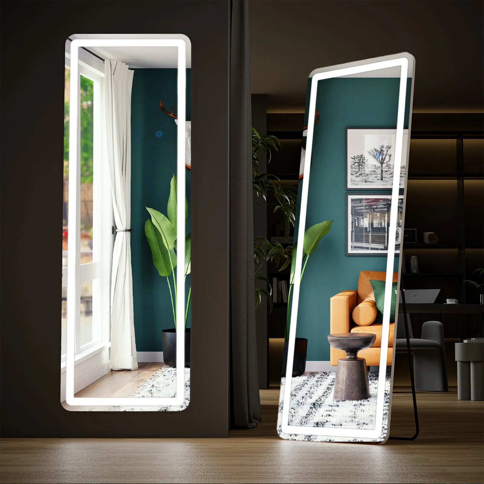 JHK Led 64"x21" Full Length Mirror Aluminum Frame For Living Room - Cheerful Home Finds