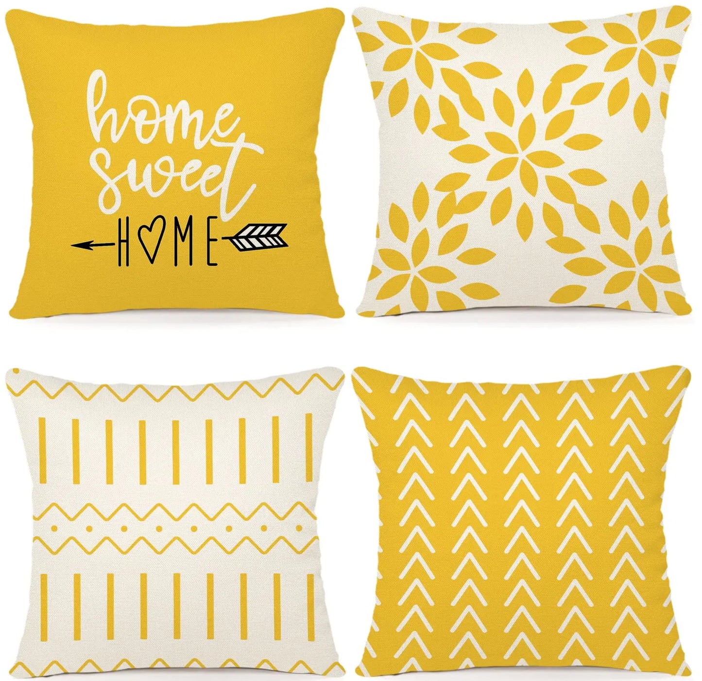 Pillow Covers 18x18 Set of 4, Modern Geometric Linen Case - Cheerful Home Finds