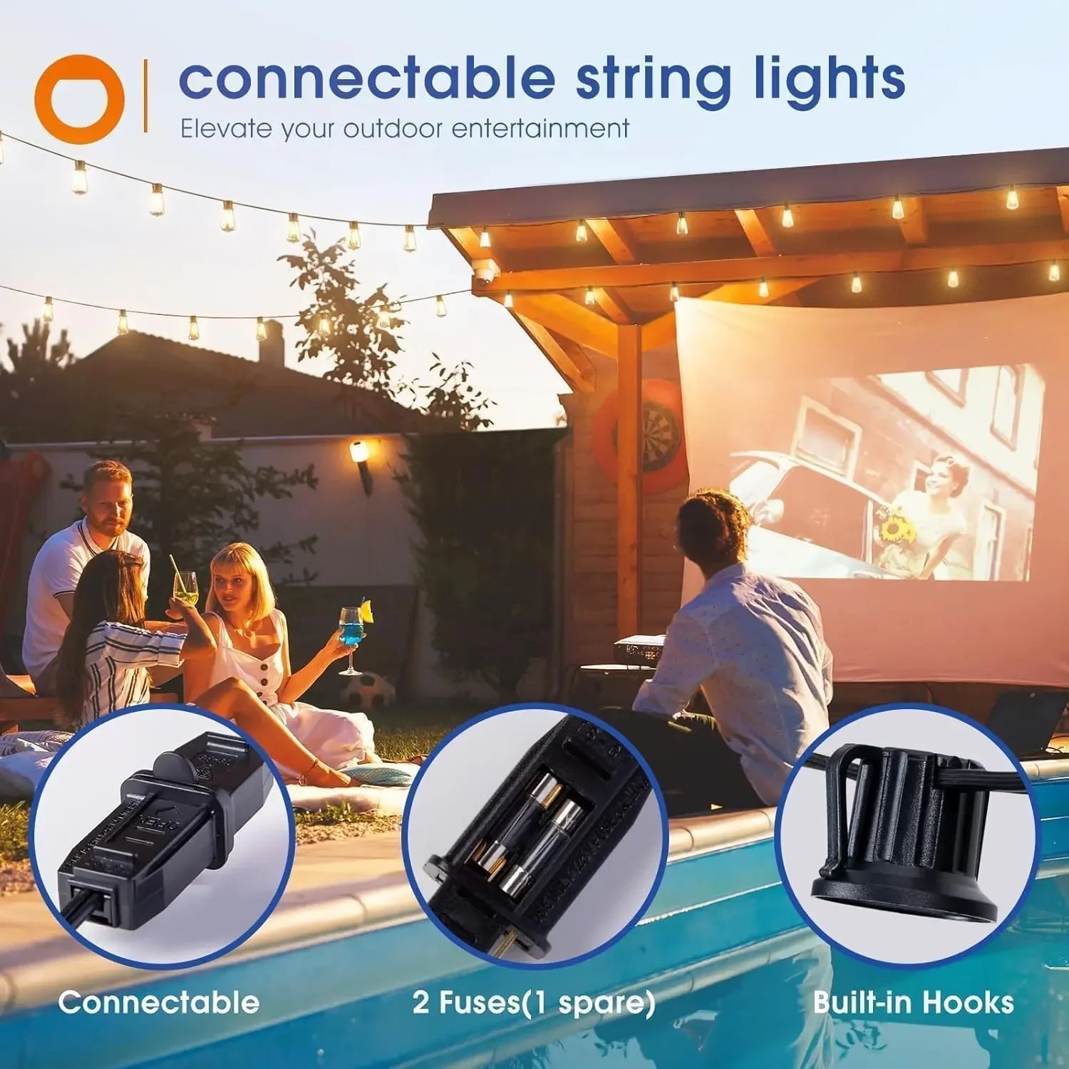 150FT LED Outdoor String Lights Waterproof Shatterproof Bulbs - Cheerful Home Finds