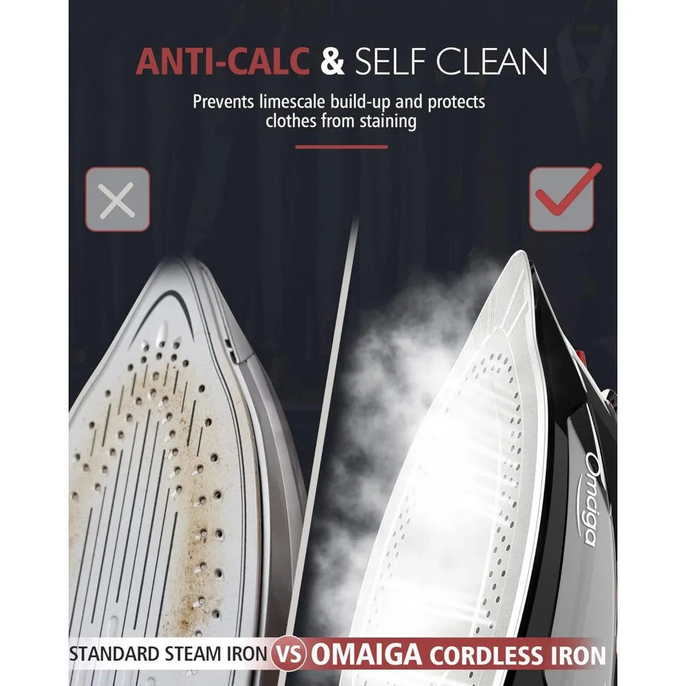 Cordless Iron, 1500W Cordless Iron with Steam for Clothes - Cheerful Home Finds