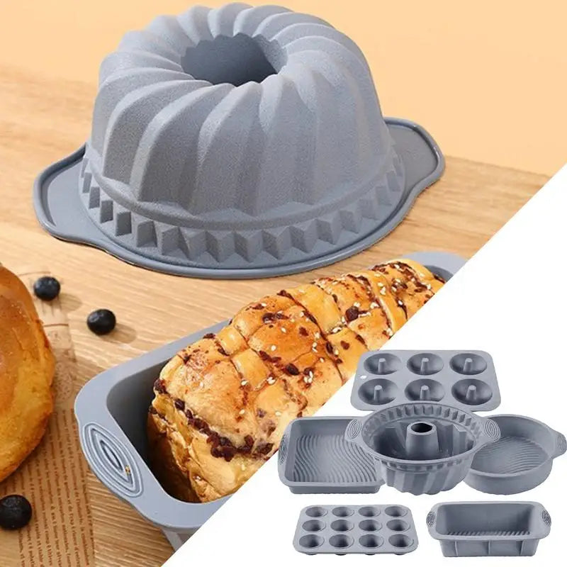 Silicone Loaf Mold Nonstick Cupcake Pan 6X Molds For Baking - Cheerful Home Finds