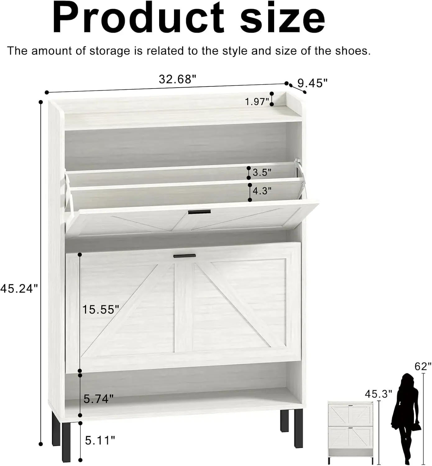 Shoe Cabinet Storage for Entryway with 2 Flip Drawers - Cheerful Home Finds