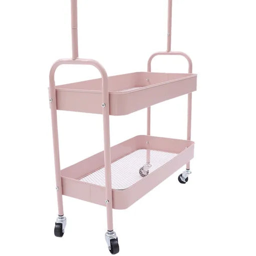 Mobile Clothing Storage Rack with 2 Tiers and Wheels - Cheerful Home Finds