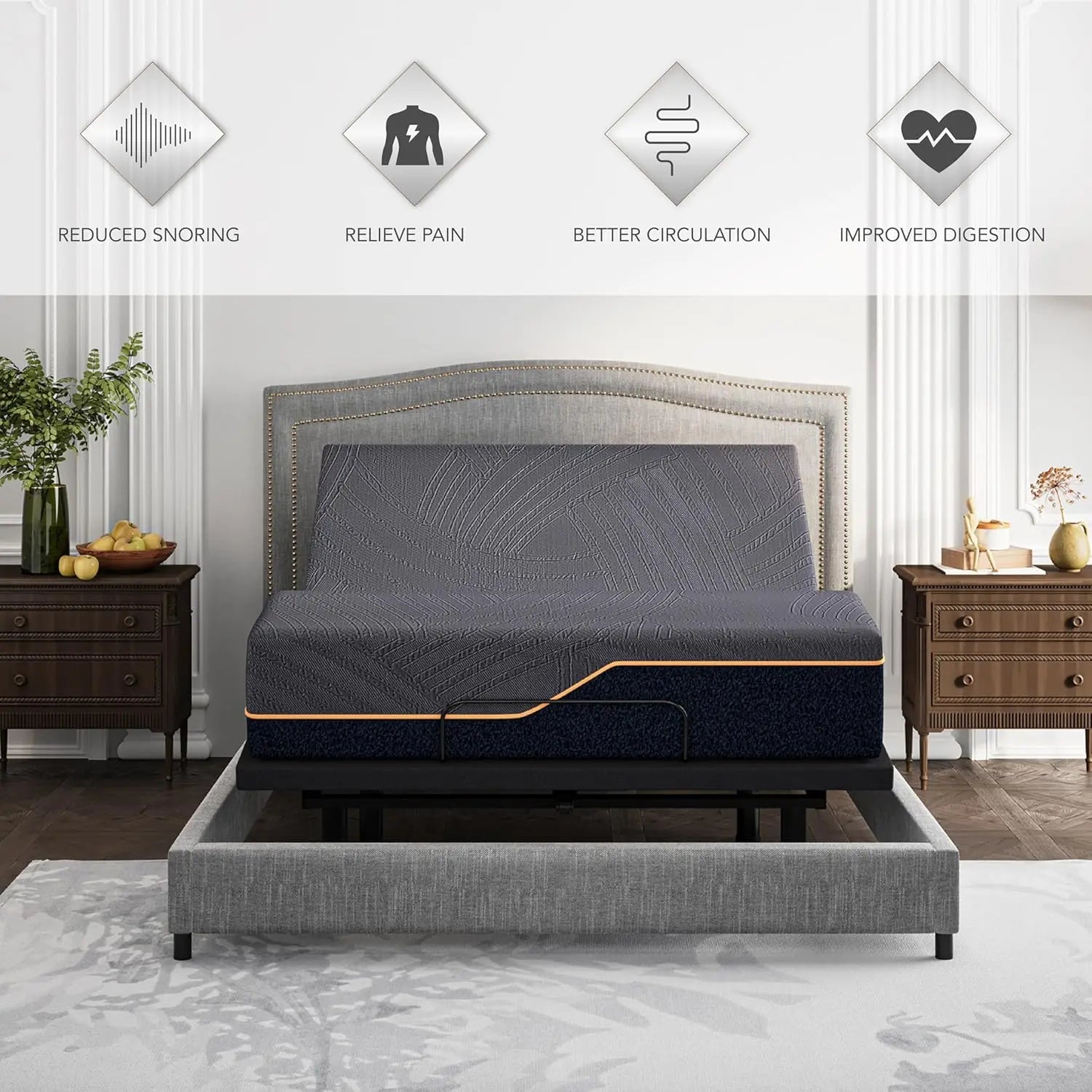 Full Adjustable Bed Frame with Mattress and Copper-Gel Foam - Cheerful Home Finds