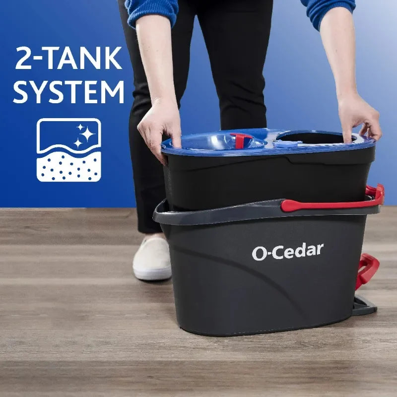 O Cedar RinseClean Clean Water Spin Mop and Bucket System Removes 99 Percent of Bacteria Two Tank Bucket System