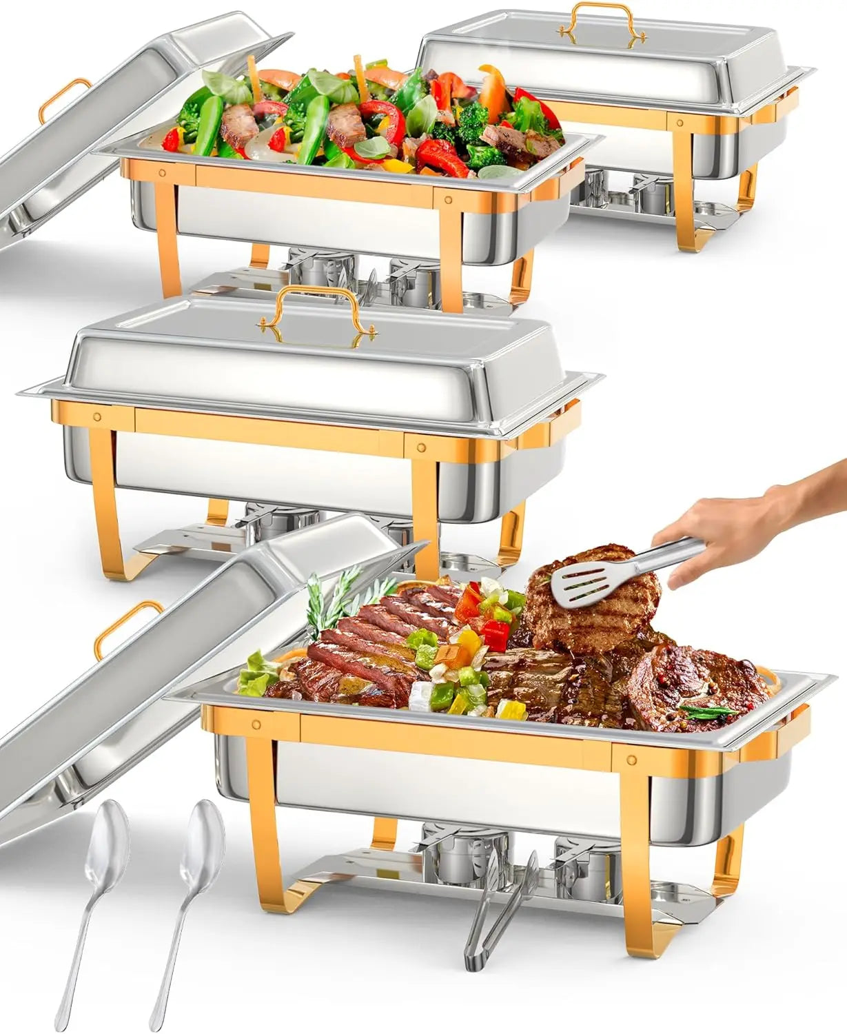 Chafing Dish Buffet Set, 8QT Stainless Steel Food Warmers - Cheerful Home Finds