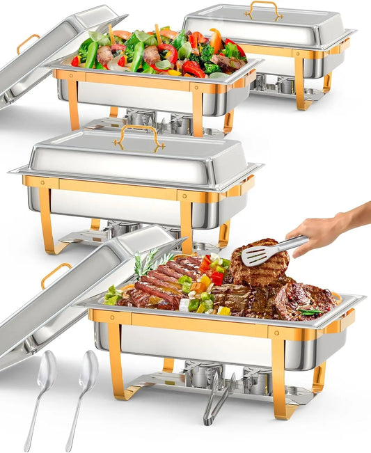 Chafing Dish Buffet Set, 8QT Stainless Steel Food Warmers - Cheerful Home Finds