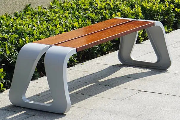 Modern Design Outdoor Metal Bench with Real Wood Park Chair for School Terrace Picnic Street Furniture
