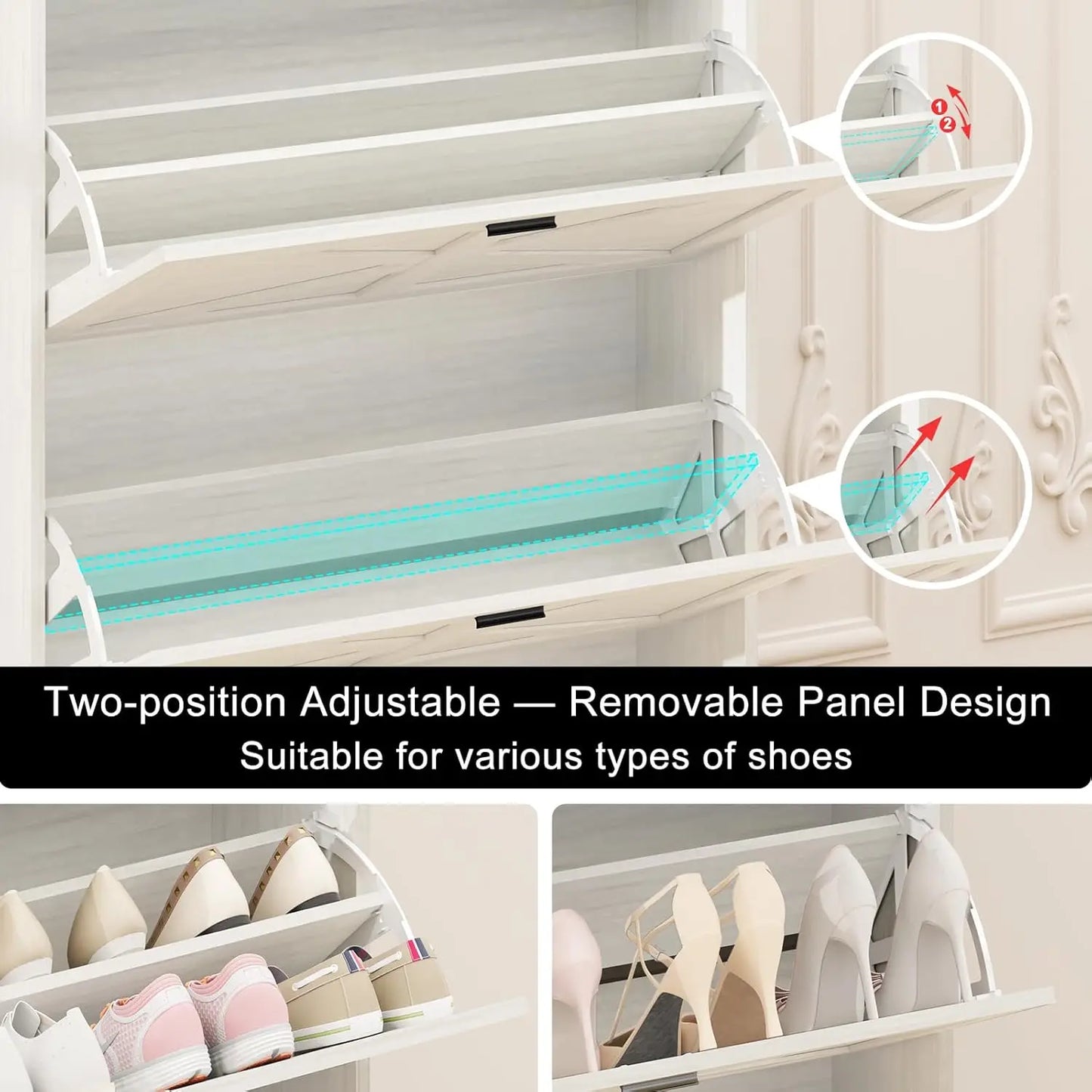 Shoe Cabinet Storage for Entryway with 2 Flip Drawers - Cheerful Home Finds