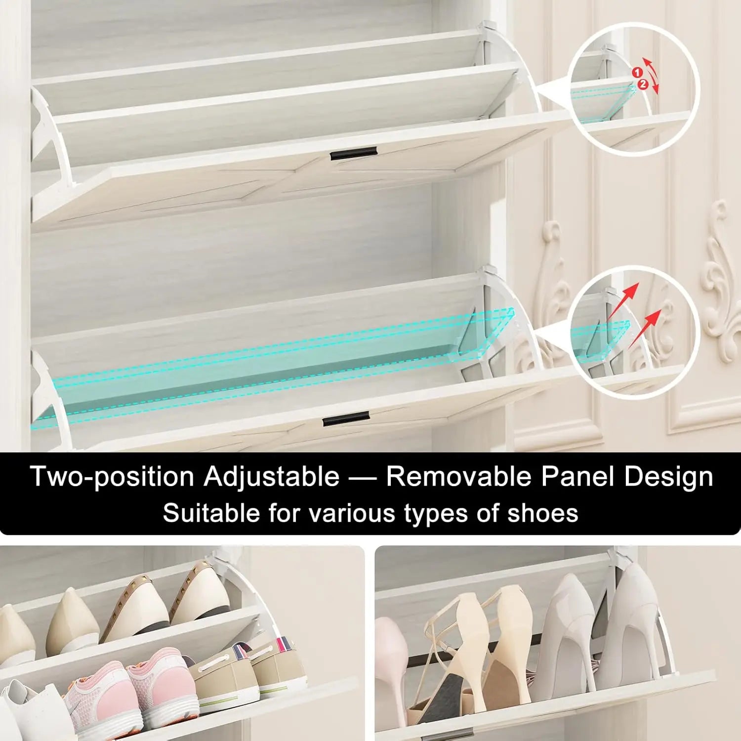 Shoe Cabinet Storage for Entryway with 2 Flip Drawers - Cheerful Home Finds