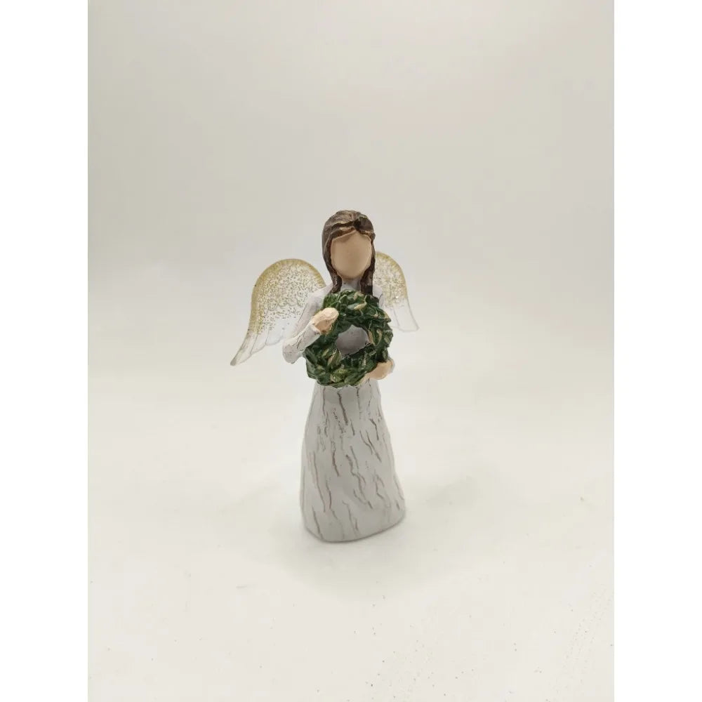 Statues for Home Decor, Graceful Angel Statue with Wreath - Cheerful Home Finds