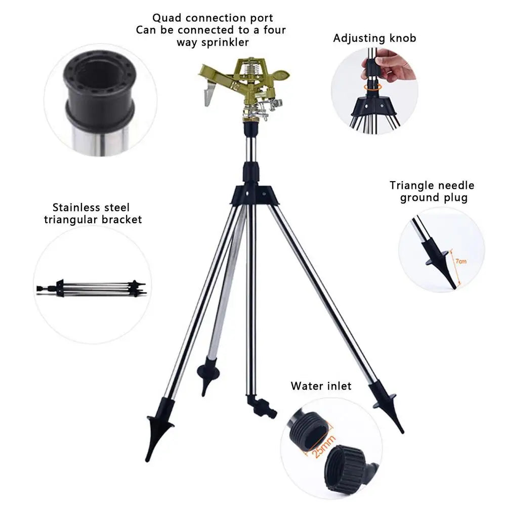 Garden Automatic Rotating Sprinkler Stainless Steel Tripod - Cheerful Home Finds